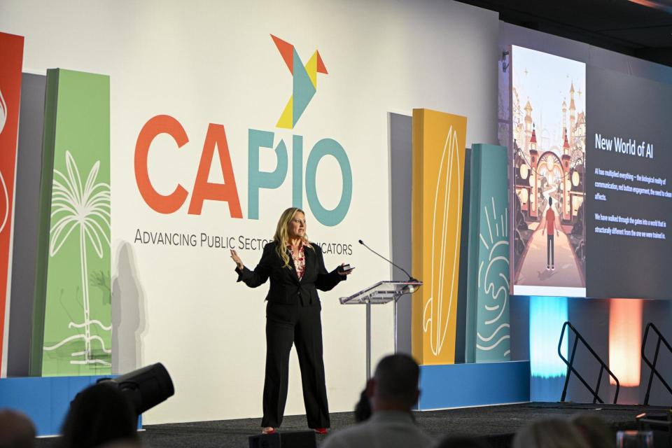Keynote presenter, Elizabeth Edwards at the 2026 CAPIO Conference in San Diego.