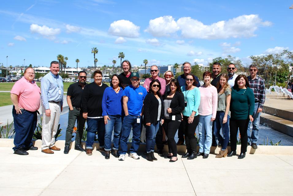 Group photo of award winners outside in sunny San Diego